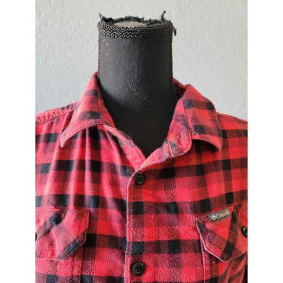 Columbia Red Plaid Long Sleeve Button Down Collared Regular Fit Size M Outdoor - Picture 2 of 10